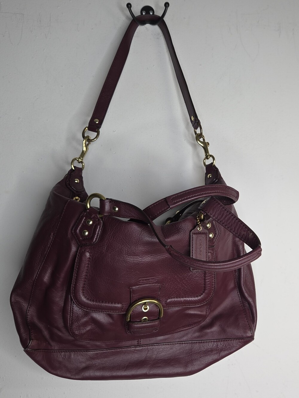 Coach Bag F1373-F25151 Leather Buckle Satchel Shoulder Burgundy F25151 - Picture 7 of 16